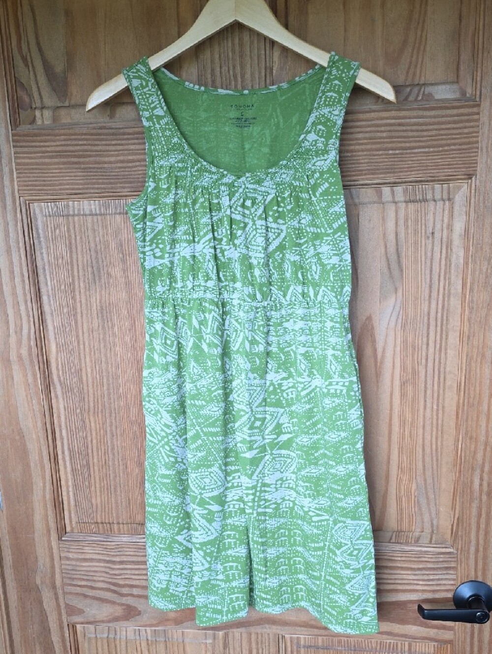 Sonoma Goods For Life Green Geometric Knit Pocket Dress Small